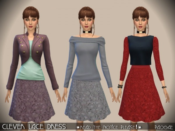 The Sims Resource: Clever Lace Dress by Paogae