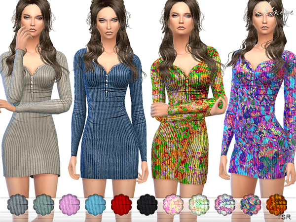  The Sims Resource: Ribbed Thermal Dress by ekinege