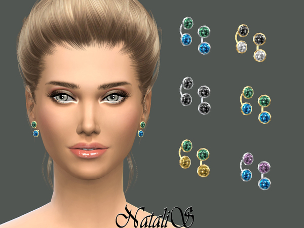  The Sims Resource: Semi precious gemstone earrings by NataliS