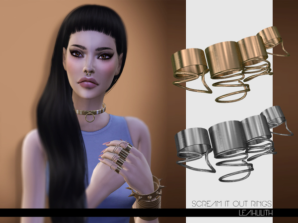  The Sims Resource: Scream It Out Rings by LeahLilith