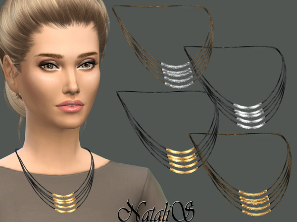  The Sims Resource: Layered rope and metal tubes necklace by NataliS