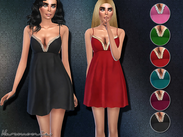  The Sims Resource: Metallic Embroidered Short Chemise by Harmonia