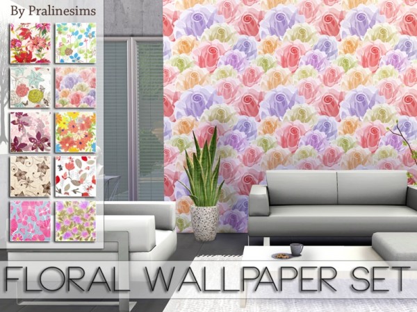  The Sims Resource: Floral Wallpaper Set by Pralinesims