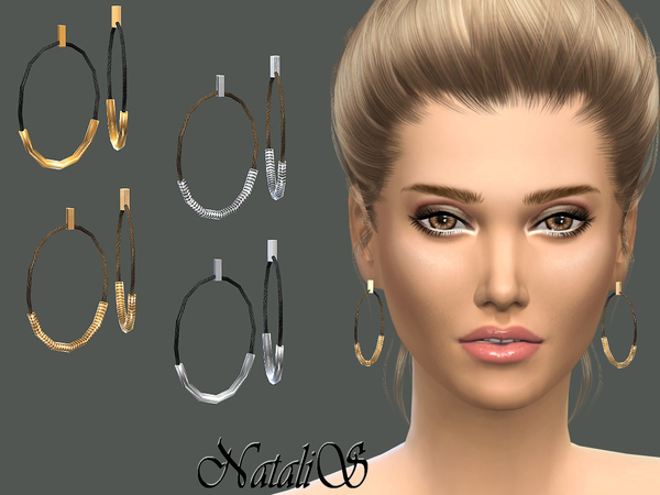  The Sims Resource: Rope and metal tubes earrings by NataliS