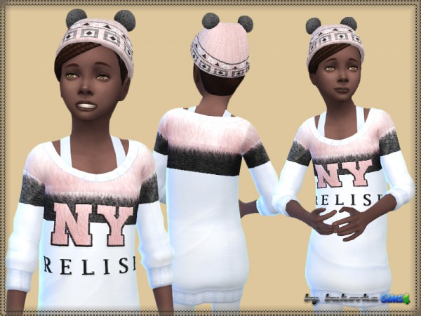 The Sims Resource: Hat Pompoms and Dress set bu Bukovka