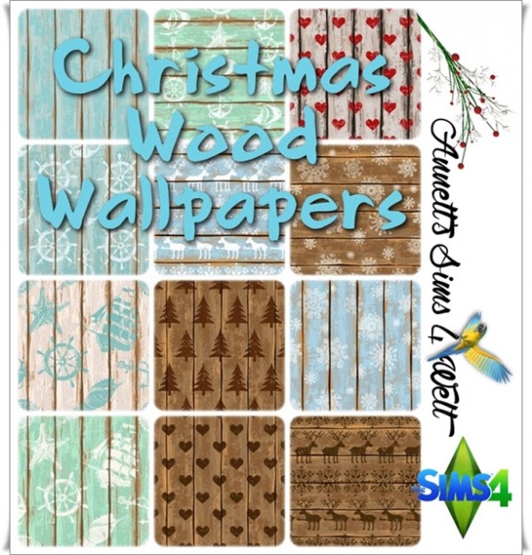  Annett`s Sims 4 Welt: Christmas Wood Wallpapers