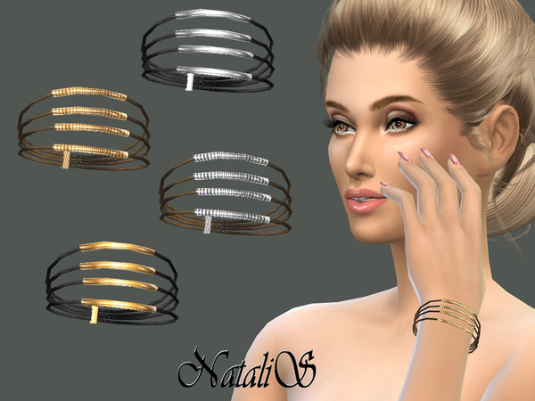  The Sims Resource: Layered rope and metal tubes bracelet by NataliS