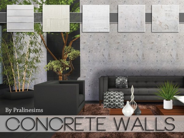  The Sims Resource: Concrete Walls by PralineSims