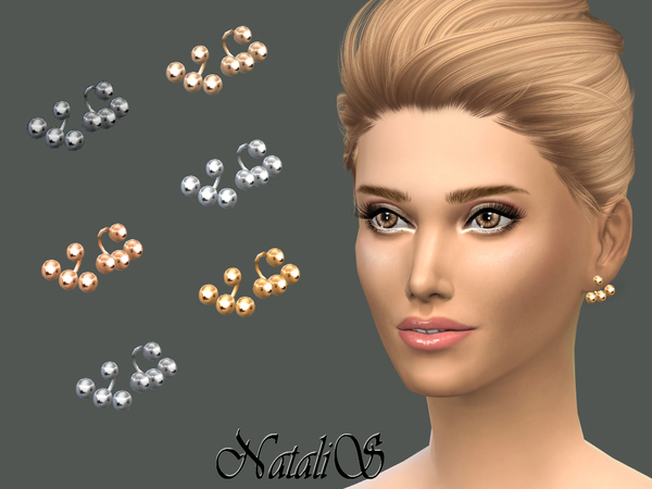  The Sims Resource: Metal balls ear jackets by NataliS