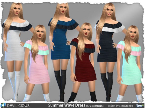  The Sims Resource: Summer Wave Dress Set by Devilicious