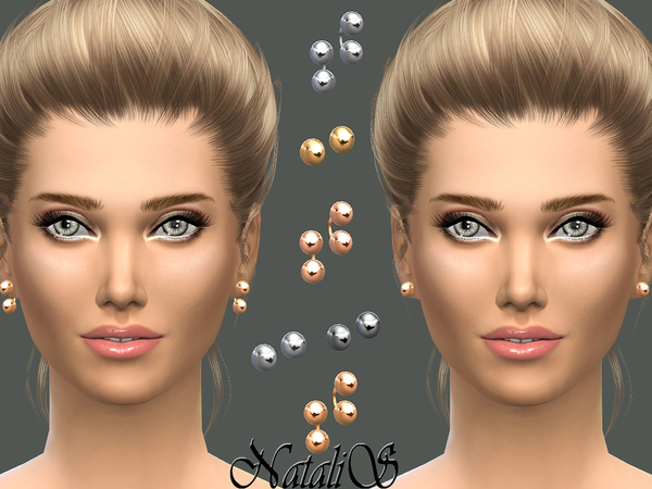  The Sims Resource: Metal balls stud earrings set by NataliS