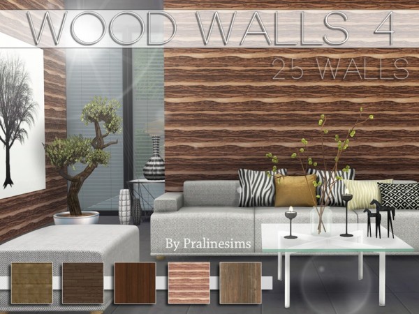  The Sims Resource: Wood Walls 4 by PralineSims