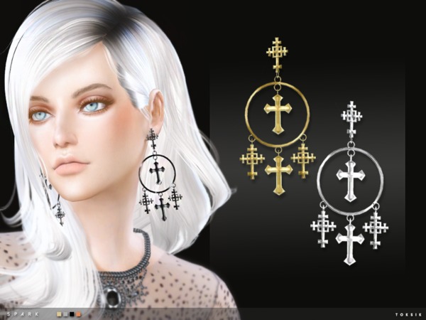  The Sims Resource: Spark Earrings by toksik