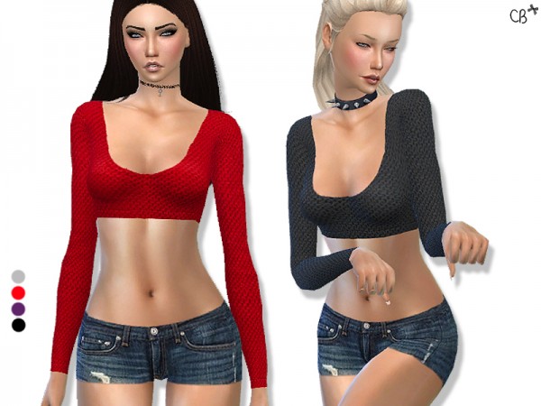  The Sims Resource: Mirage cropped sweater by CherryBerrySim