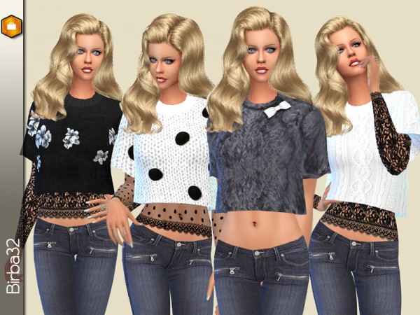  The Sims Resource: Winter short sweater and lace top by Birba32