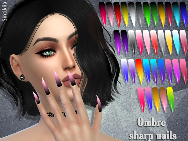  The Sims Resource: Ombre sharp nails by Sintiklia