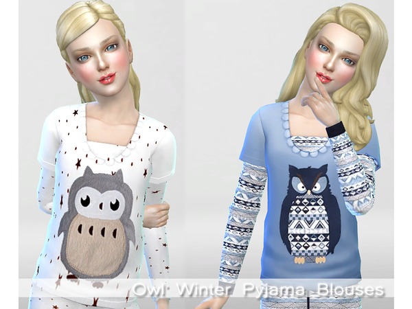  The Sims Resource: Winter Owl Pyjama Set  by Pinkzombiecupcake