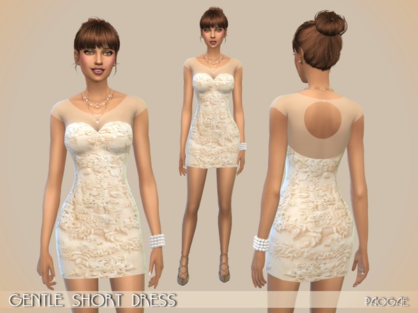 The Sims Resource: Gentle Short Dress by Paogae