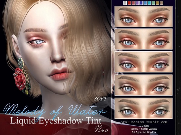  The Sims Resource: Melody of Water   Liquid Eyeshadow Tint N20 by Pralinesims