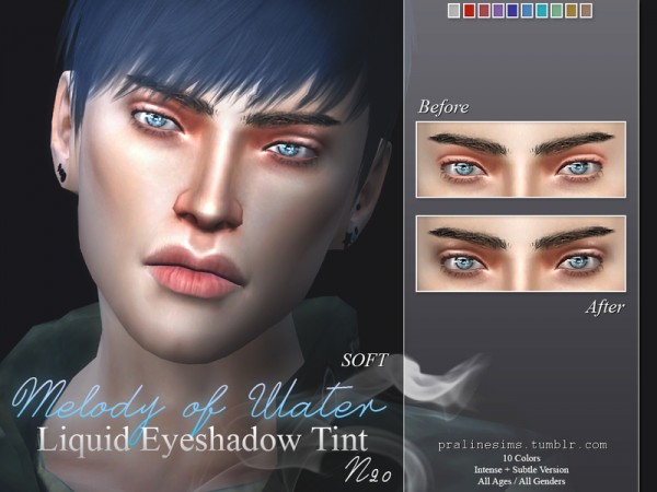  The Sims Resource: Melody of Water   Liquid Eyeshadow Tint N20 by Pralinesims