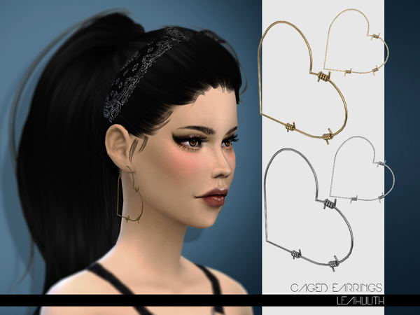  The Sims Resource: Caged Earrings  by LeahLilith