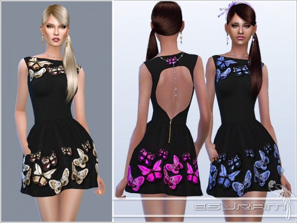  The Sims Resource: Butterfly crepe dress by EsyraM