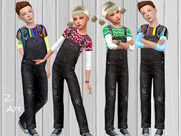  The Sims Resource: Kids Dungarees by Zuckerschnute20