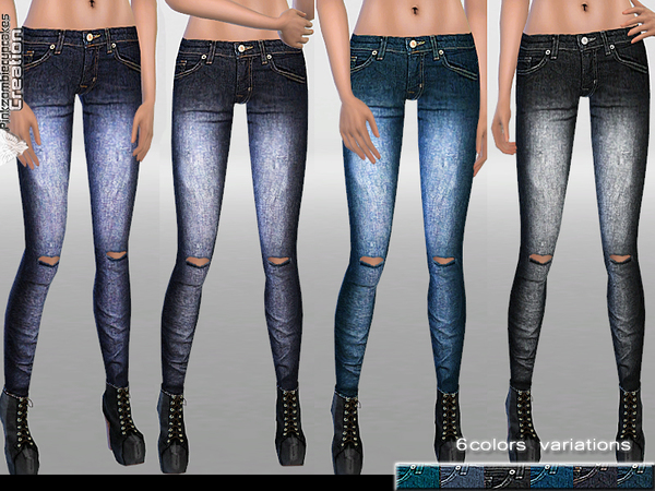  The Sims Resource: Mid Rise Faded Denim by Pinkzombiecupcake