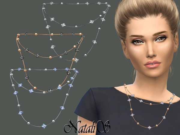  The Sims Resource: Double chain with beads and crystals by NataliS