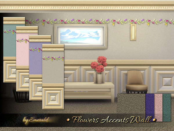  The Sims Resource: Flowers Accents Wall by emerald