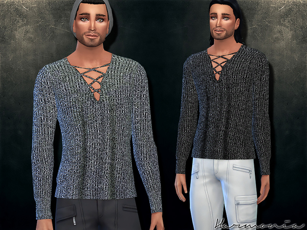  The Sims Resource: Plunge Lattice Sweater by Harmonia