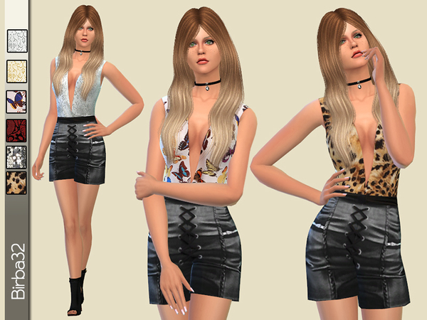  The Sims Resource: Short Leather Suit by Birba32