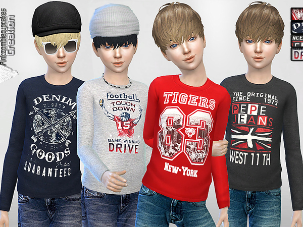  The Sims Resource: Modern Fall Kids Sweatshirts by Pinkzombiecupcake