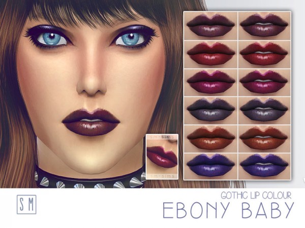 The Sims Resource: Ebony Baby    Gothic Lip Colour by Screaming Mustard