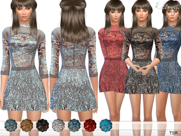  The Sims Resource: Short Dress With Lace Bodice by ekinege
