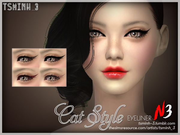  The Sims Resource: Cat Style Eyeliner by tsminh 3