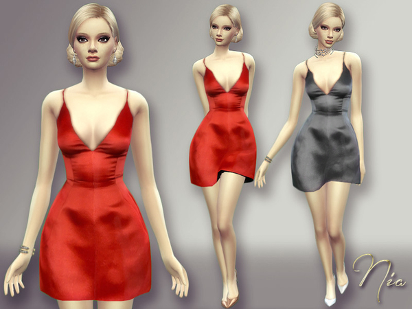  The Sims Resource: Satin Dress by Nia