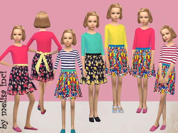  The Sims Resource: Girl Floral Skater Dress by melisa inci