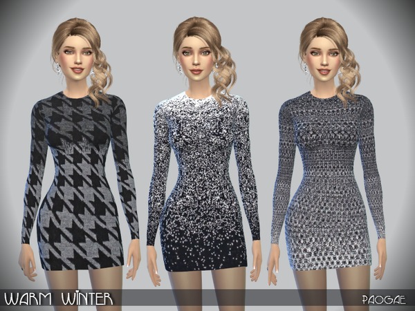  The Sims Resource: Warm Winter dress by Paogae
