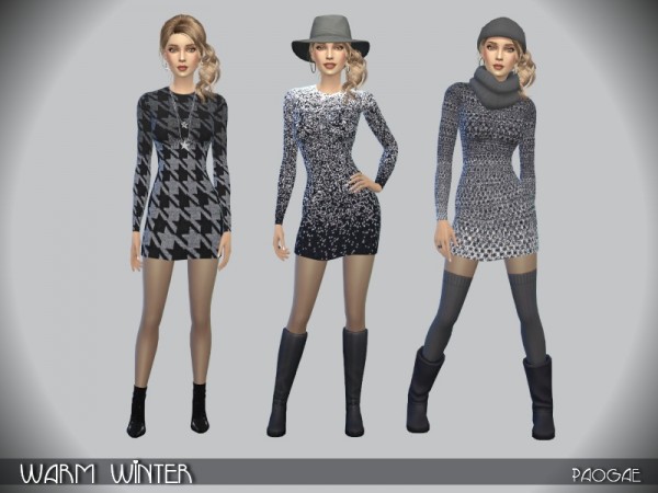  The Sims Resource: Warm Winter dress by Paogae