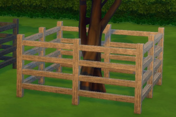 Blackys Sims 4 Zoo: Horizontal Fence Weathered Wood by Mammut