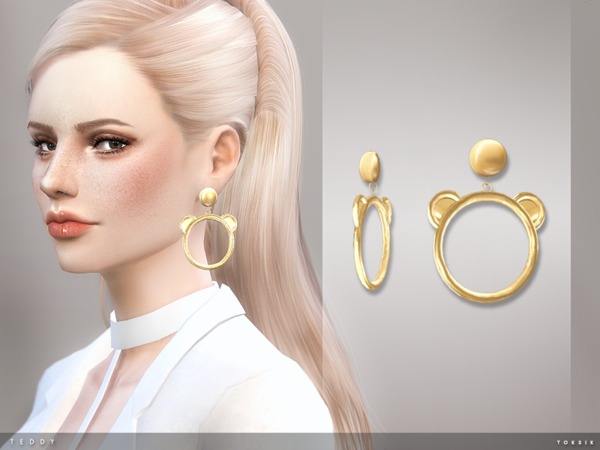  The Sims Resource: Teddy Earrings by toksik