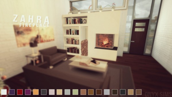  Onyx Sims: Zahra Fireplace Set