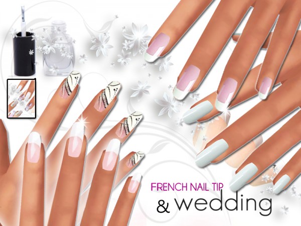  The Sims Resource: French Manicure and Wedding Nails Pack by Pinkzombiecupcake