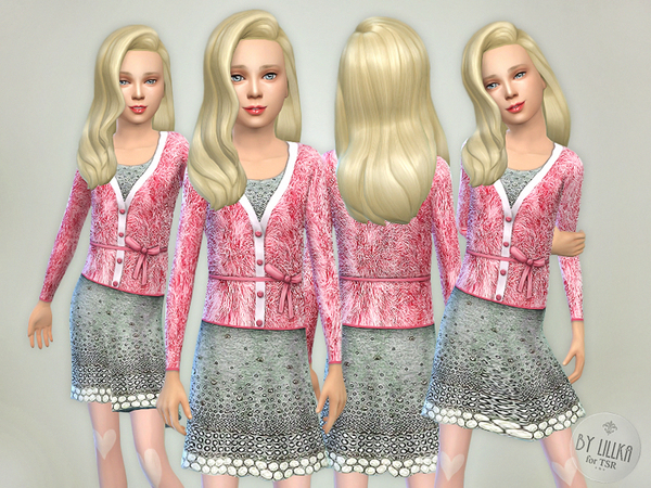  The Sims Resource: Pink Sweater with skirt by lillka