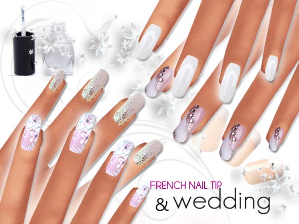  The Sims Resource: French Manicure and Wedding Nails Pack by Pinkzombiecupcake