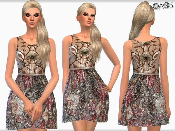  The Sims Resource: Metallic Brocade Mini Dress by OranosTR