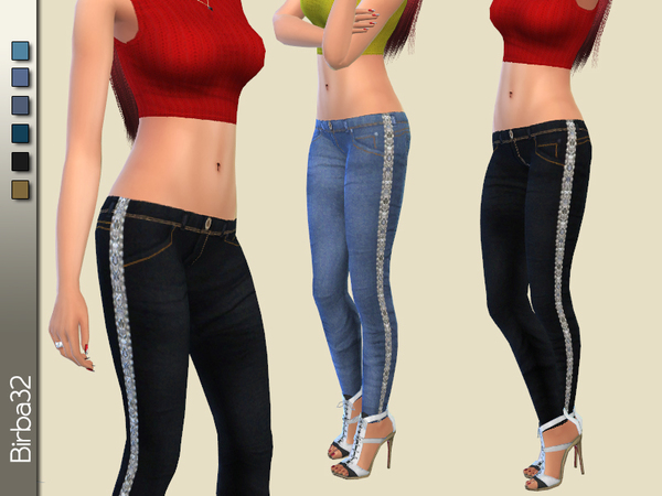  The Sims Resource: Sparkles skinny jeans by Birba32