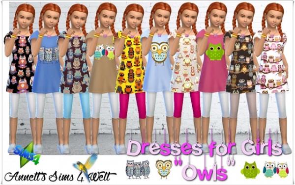  Annett`s Sims 4 Welt: Dresses for Girls Owls