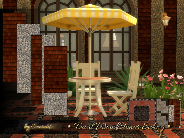  The Sims Resource: Dual WoodStones Siding by emerald